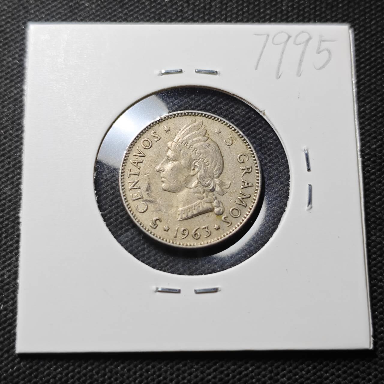 KK钱币收藏小铺 第379期  2月预留时间 周末发货  1963多米尼加5分纪念币