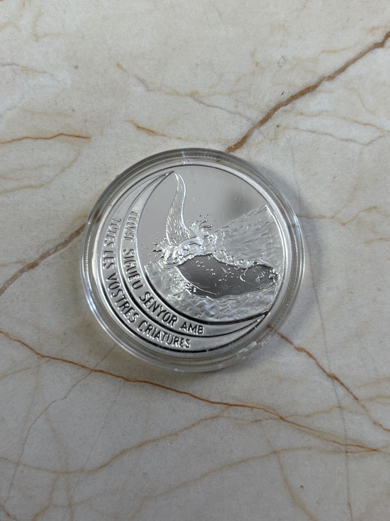 第185期拍卖 安道尔1996年欧洲动物系列水獭精制纪念银币，925银，发行量15000枚