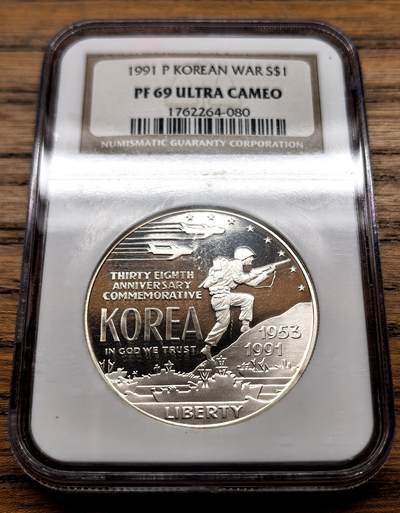 凡希社世界钱币微拍月度大拍（2025/12） - 1991美国朝鲜战争Dol纪念大银NGC-PF69UC