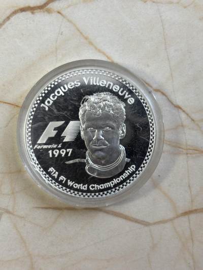 第185期拍卖 - 法国1997年赛车手雅克维伦纽夫25欧精制纪念银币，925银，33.8克