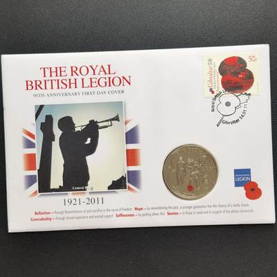 ＜小葵钱铺＞第67期·克朗币·银币场·满200包邮，不寄存·12月15日发货 - 〈邮币封〉泽西岛2011年皇家退伍军人协会成立90周年·皇家军团5镑克朗型彩色纪念币