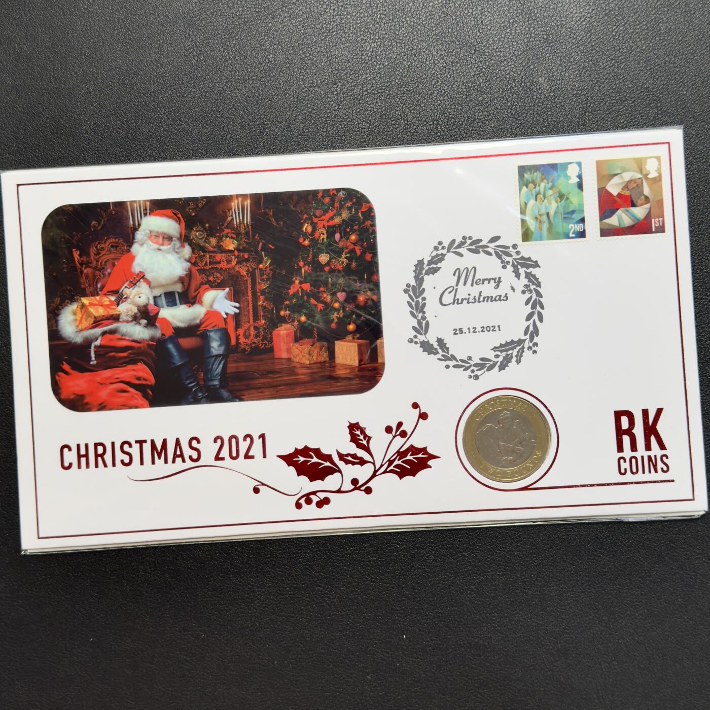 ＜小葵钱铺＞第67期·克朗币·银币场·满200包邮，不寄存·12月15日发货 〈邮币封〉直布罗陀2021年圣诞节·巴巴里猕猴2镑纪念币