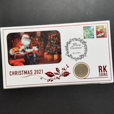 ＜小葵钱铺＞第67期·克朗币·银币场·满200包邮，不寄存·12月15日发货 - 〈邮币封〉直布罗陀2021年圣诞节·巴巴里猕猴2镑纪念币