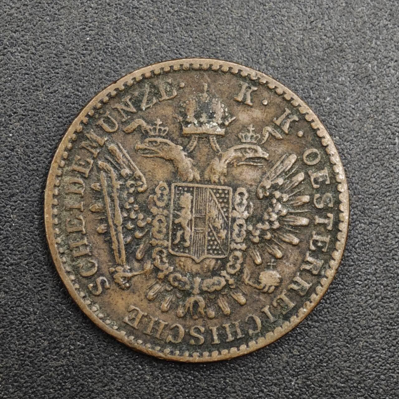 【淘币小摊】实时拍第八百二十六拍   散币场   满百包邮可预留二周 每周一统一发货   奥地利1851年1/2克鲁泽铜币