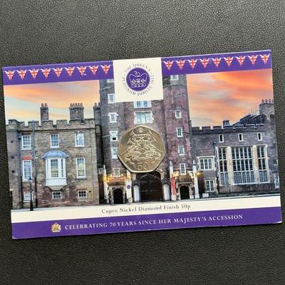 ＜小葵钱铺＞第67期·克朗币·银币场·满200包邮，不寄存·12月15日发货 - 南乔治亚岛和南桑威奇群岛2022年女王白金禧年卡装50便士纪念币