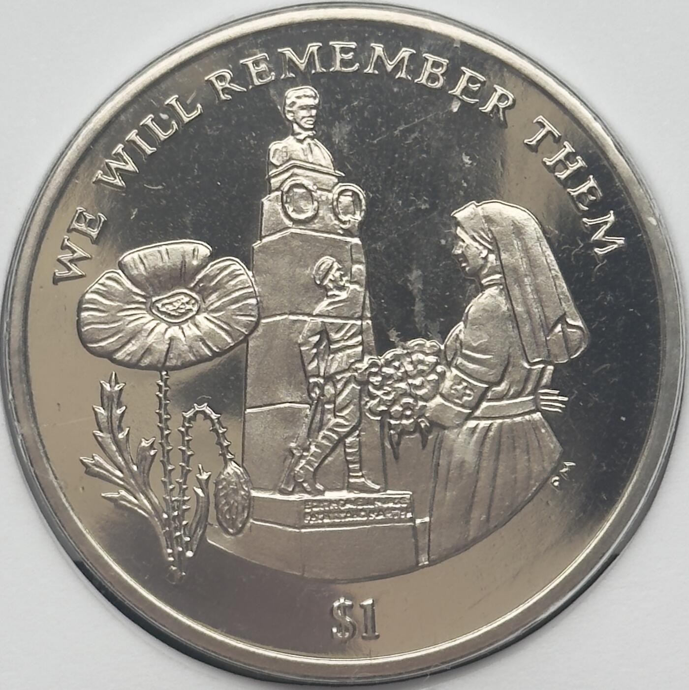 ＜小葵钱铺＞第67期·克朗币·银币场·满200包邮，不寄存·12月15日发货 〈邮币封〉维尔京群岛2014年一战100周年·护士伊迪丝1元克朗型纪念币