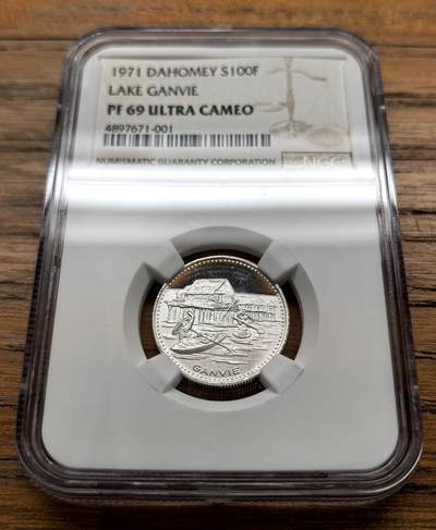 凡希社世界钱币微拍月度大拍（2025/12） - 1971达荷美100Fr银币精铸NGC-PF69UC