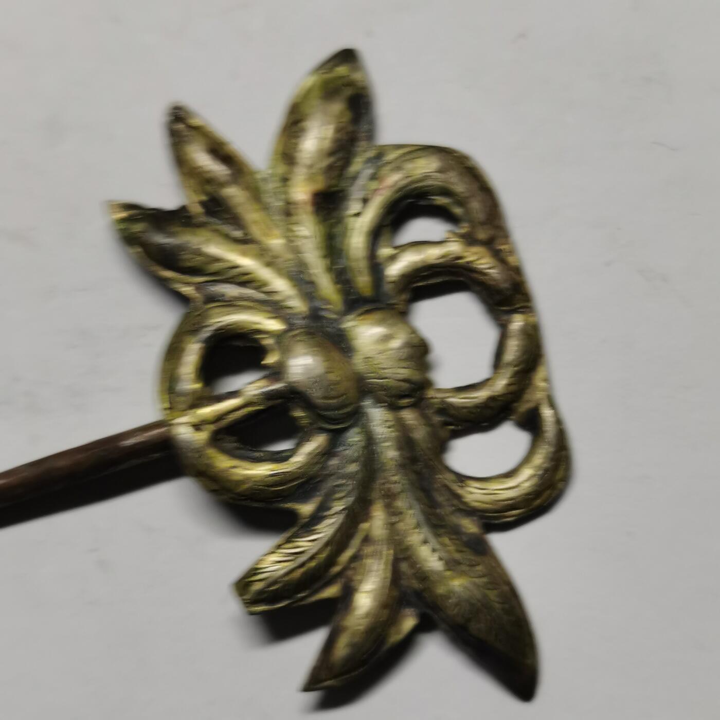 杂件专场88期 清末民国时期老银鎏金发簪，杆是铜的