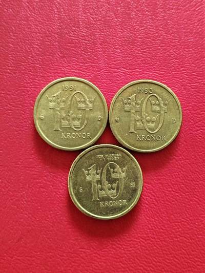 【云涧收藏】第八十三场 - 瑞典1991/93/2008年10克朗3枚