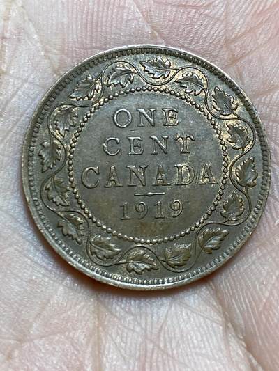 2025年第一百三十六场(总第一百六十二场）外国好品纸夹散币场(免佣金) - 好品–加拿大🇨🇦1919年1分(乔治五世第二版)