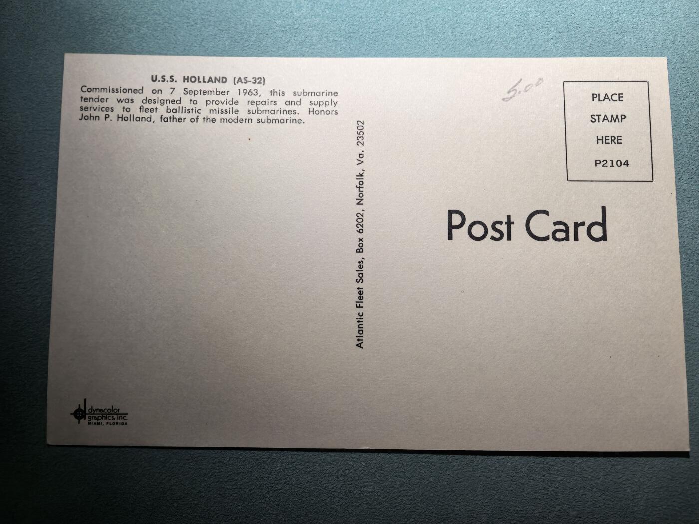 盛世勋华——号角文化勋章邮票专场拍卖第293期 美国冷战时期军舰专题明信片 霍兰号潜艇供应舰