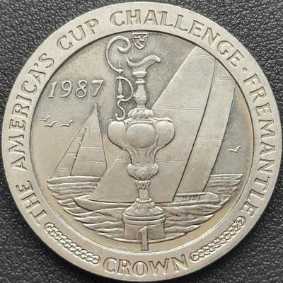 ＜小葵钱铺＞第67期·克朗币·银币场·满200包邮，不寄存·12月15日发货 - 马恩岛1987年美洲杯挑战赛1克朗纪念币