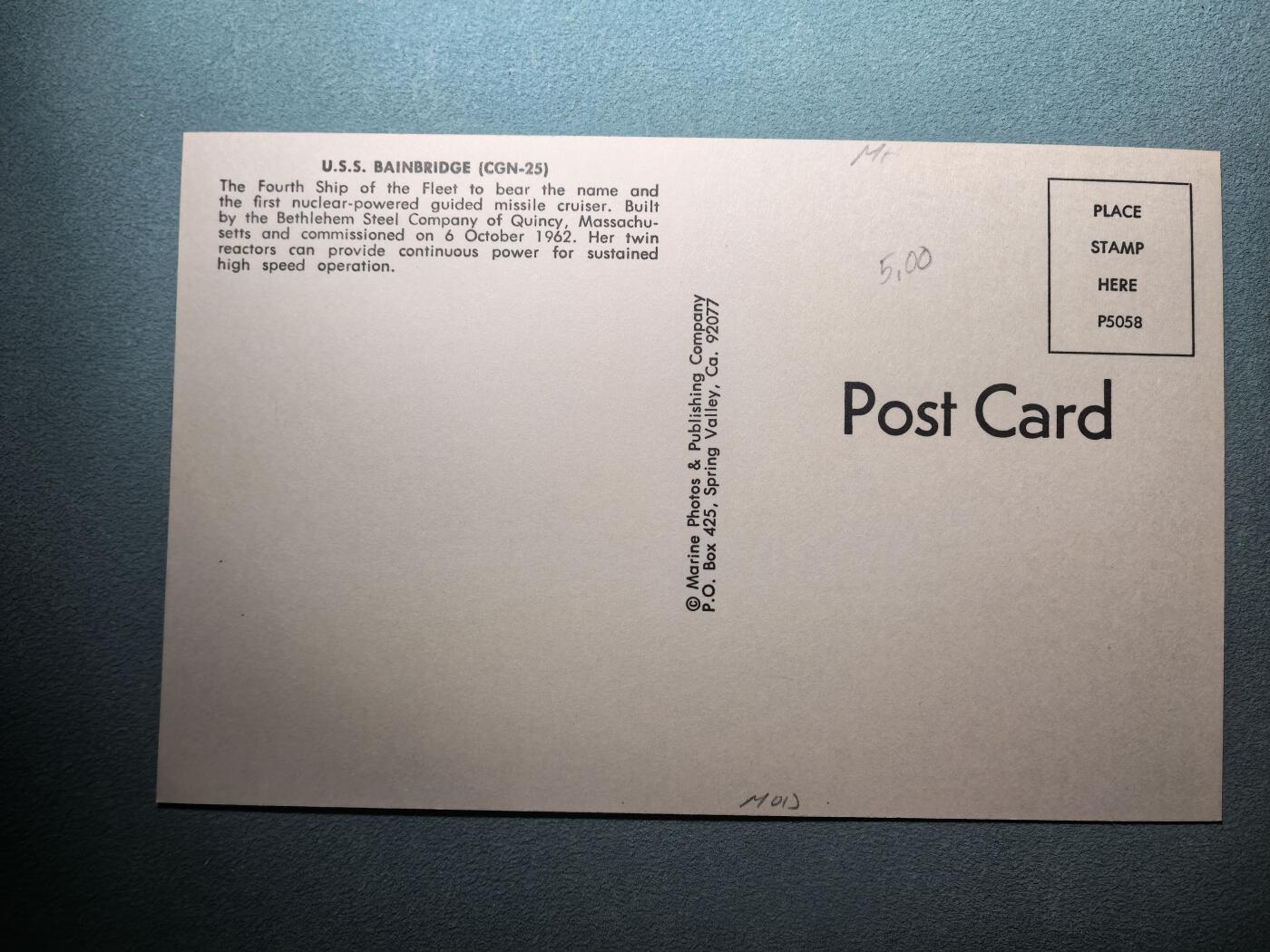 盛世勋华——号角文化勋章邮票专场拍卖第293期 美国冷战时期军舰专题明信片 班布里奇号核动力导弹驱逐舰