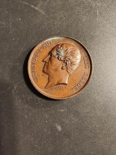 老王徽章第169期 - 1860年比利时列日省射击协会大铜章    正面为比利时国王利奥波德一世    直径37mm.    重量26.3g 