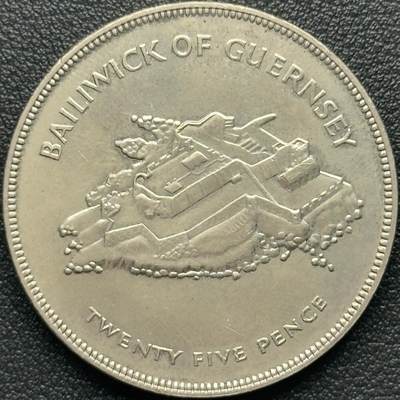 ＜小葵钱铺＞第67期·克朗币·银币场·满200包邮，不寄存·12月15日发货 - 根西岛1977年女王登基25周年25便士克朗型纪念币