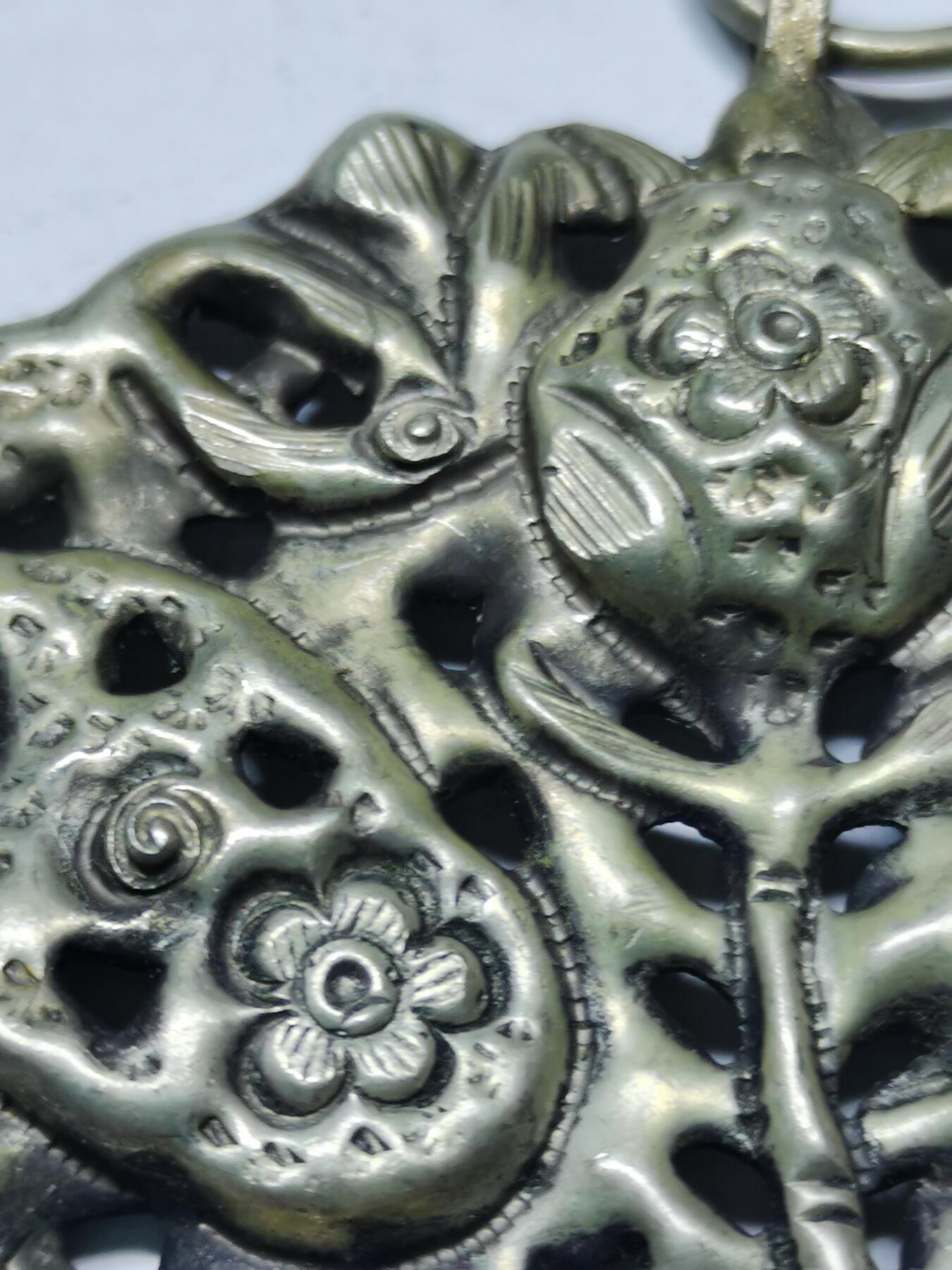 杂件专场88期 清末民国老银梅花点缀吊坠