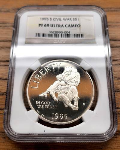 凡希社世界钱币微拍月度大拍（2025/12） - 1995美国南北战争Dol纪念大银精铸NGC-PF69UC