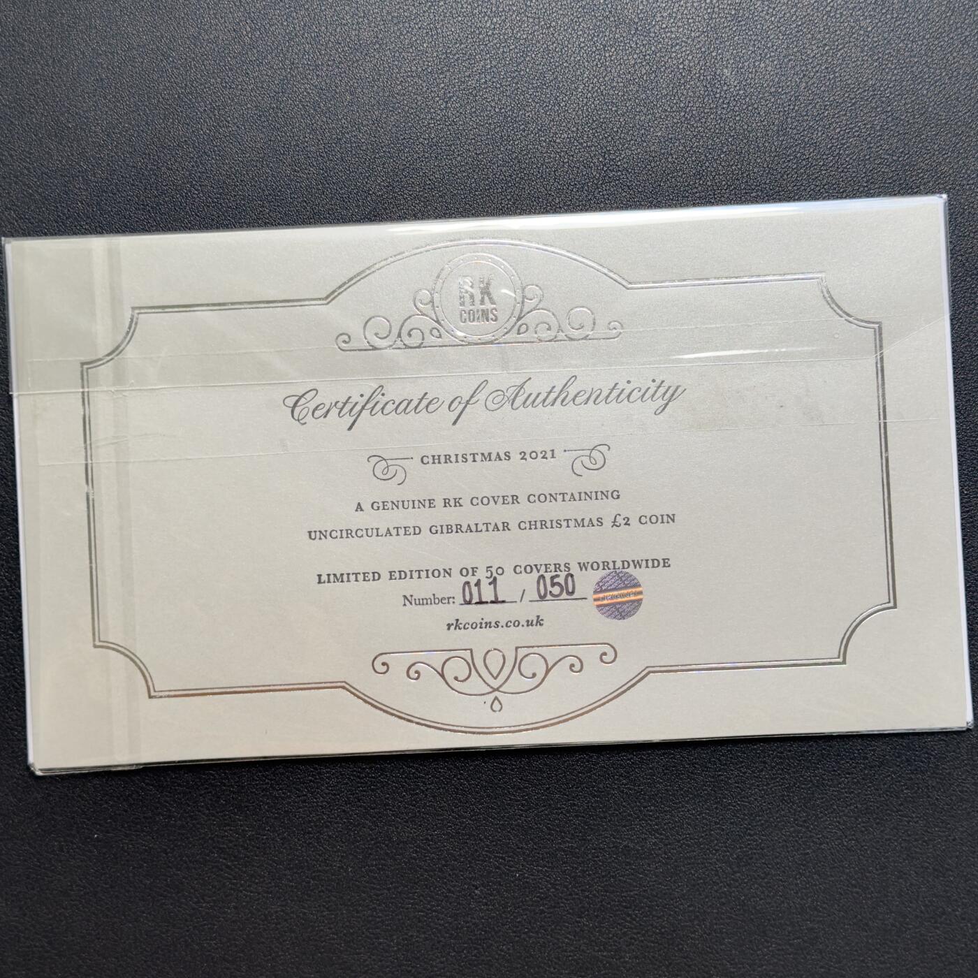 ＜小葵钱铺＞第67期·克朗币·银币场·满200包邮，不寄存·12月15日发货 〈邮币封〉直布罗陀2021年圣诞节·巴巴里猕猴2镑纪念币