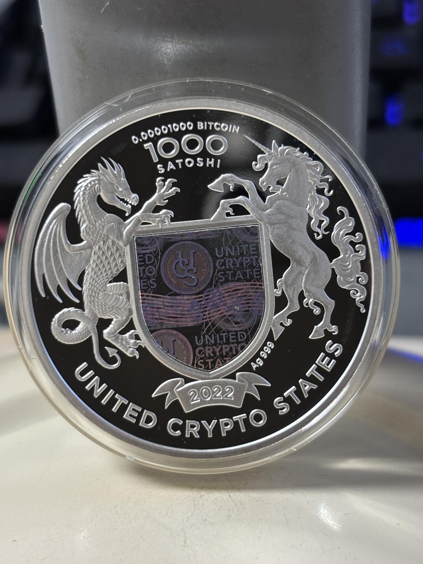 第185期拍卖 美国2022年加密货币女神神兽1盎司精制纪念银币，999银，发行1000枚