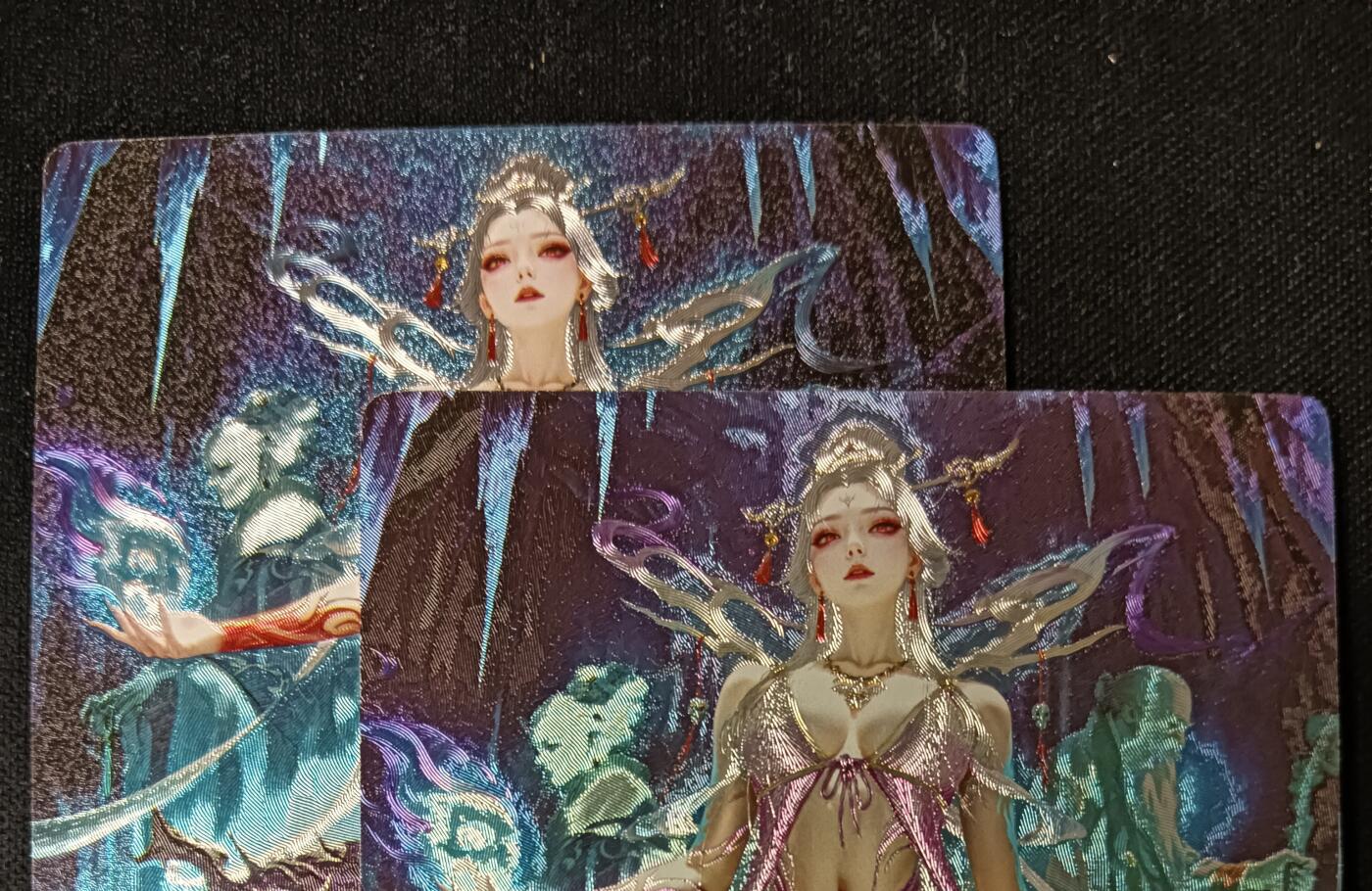 花开卡拍第53期（12月28号周日截拍，品控勿拍!!!拍品不寄存，运费5元，自制卡难免瑕疵，可能存在轻微撞角爆边等出厂瑕疵，品控介意勿拍！） 奇点卡牌 盲包卡 粗闪 宗rich玄灵谱西游 白骨夫人两工艺