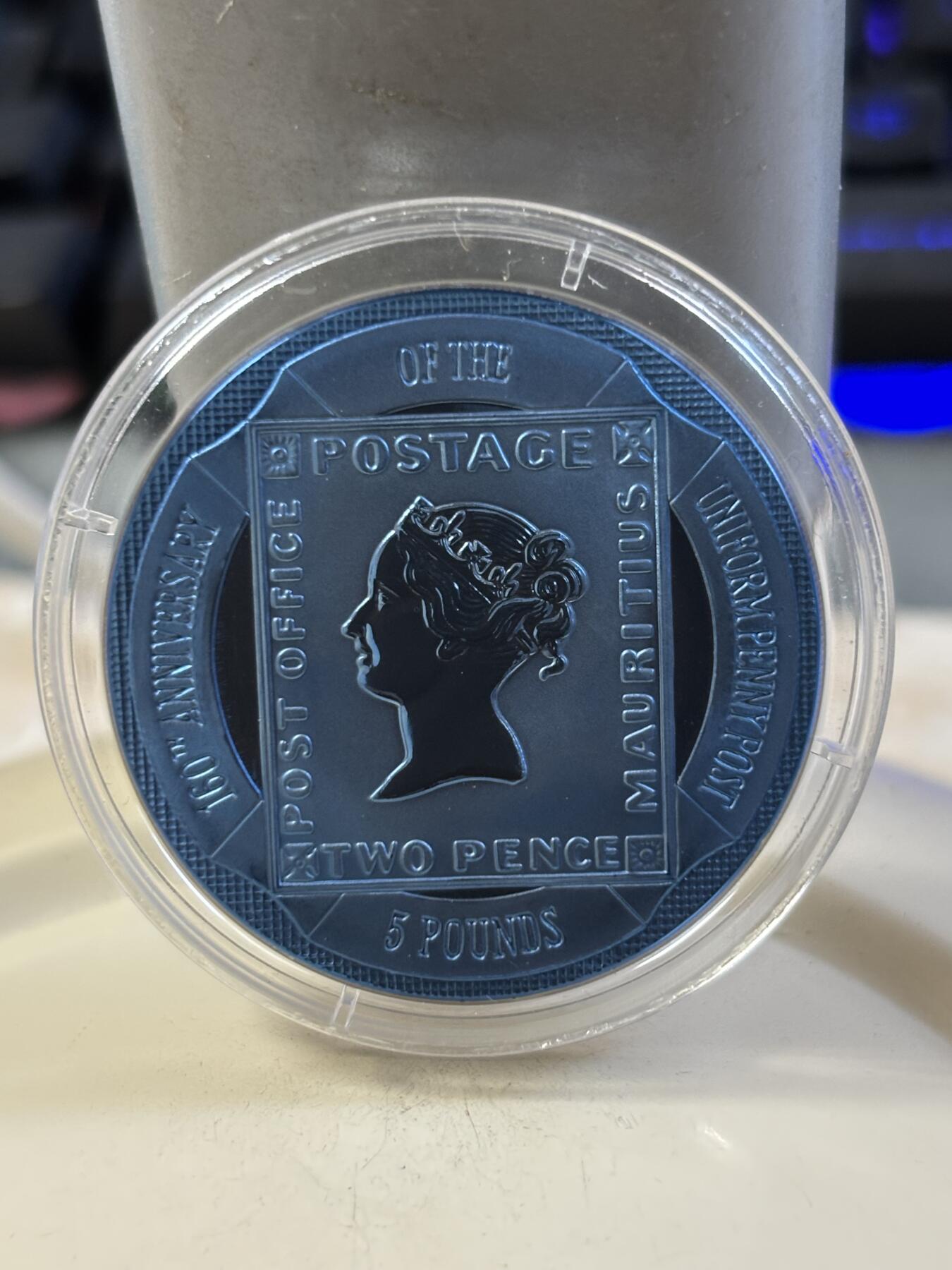 第185期拍卖 直布罗陀2000年统一便士邮政法案160周年蓝色钛币带证书