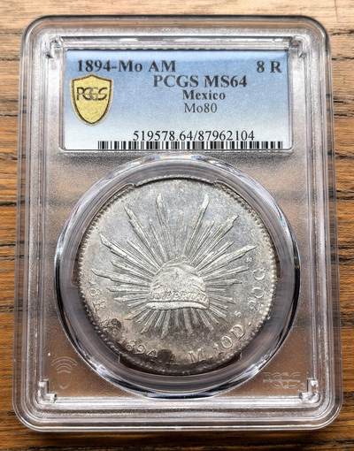 凡希社世界钱币微拍月度大拍（2025/12） - 1894MO墨西哥花边鹰洋PCGS-MS64原色银光，质感一流！（视频参考）