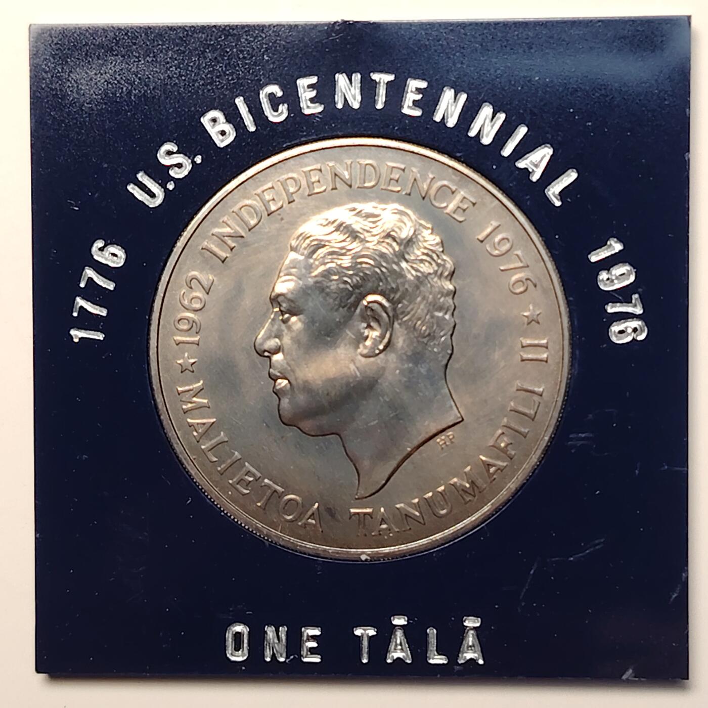 布加迪🐬～世界钱币(上海)🌾第 264 期 /  各国套币和散币 西萨摩亚 1976年 纪念美国独立200年 1塔拉纪念币