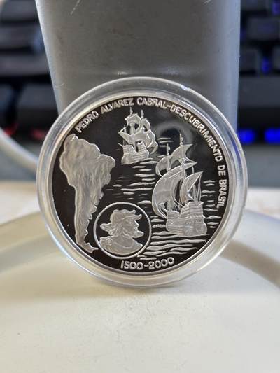 第185期拍卖 - 西撒哈拉2000年航海家探险家佩德罗·卡布拉尔银币,925银，15克，有氧化