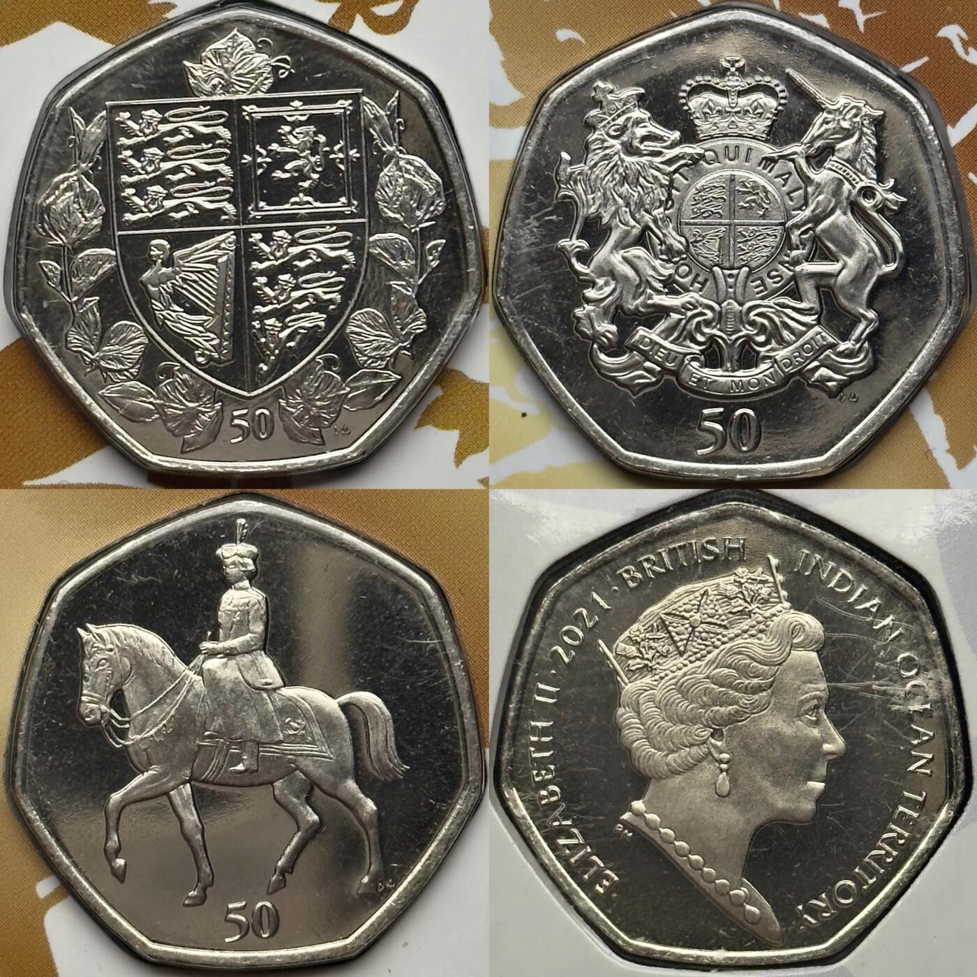 ＜小葵钱铺＞第67期·克朗币·银币场·满200包邮，不寄存·12月15日发货 英属印度洋2021年女王95岁生日卡装50便士纪念套币