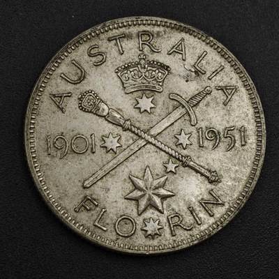 【淘币小摊】实时拍第八百二十六拍   散币场   满百包邮可预留二周 每周一统一发货   - 澳大利亚1951年乔治六世弗洛林银币