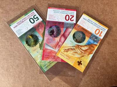 【Blue Auction】世界纸币精拍第762期——18级TOP拍卖/信誉/品质/专业/高效💫 - 【一组3张】瑞士 2015-16年10-50法郎 全新UNC