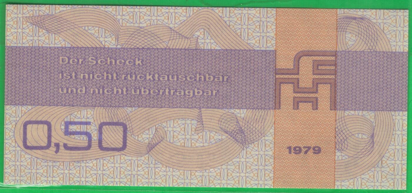 德国(东德 民主德国)1979年50芬尼(0.5马克) 外汇券 P-FX1 实物图 UNC