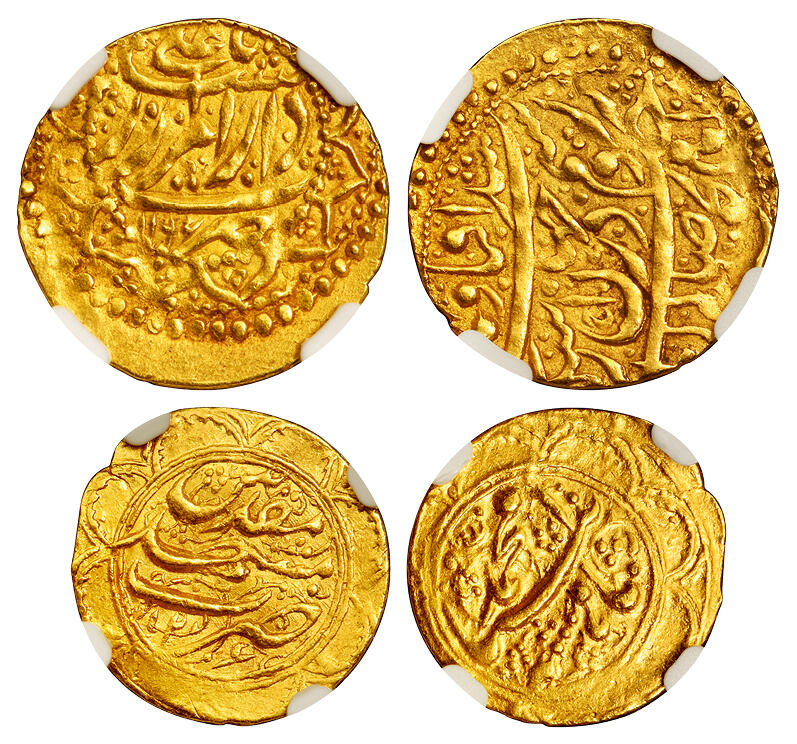 华艺国际2025年秋季拍卖会 钱币专场 1780年伊朗赞德王朝1/4摩尔、1844年伊朗恺加王朝1托曼金币各一枚/分别为NGC MS62、MS61