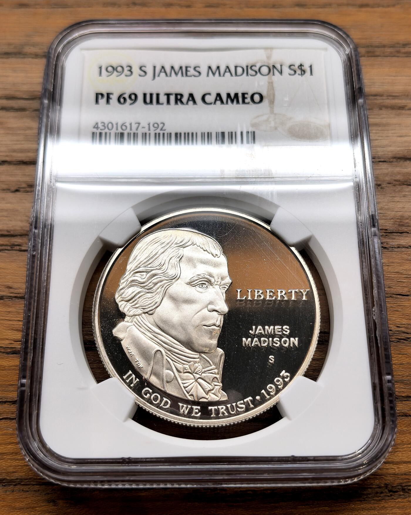 凡希社世界钱币微拍月度大拍（2025/12） 1993美国詹姆斯·麦迪逊Dol纪念大银NGC-PF69UC