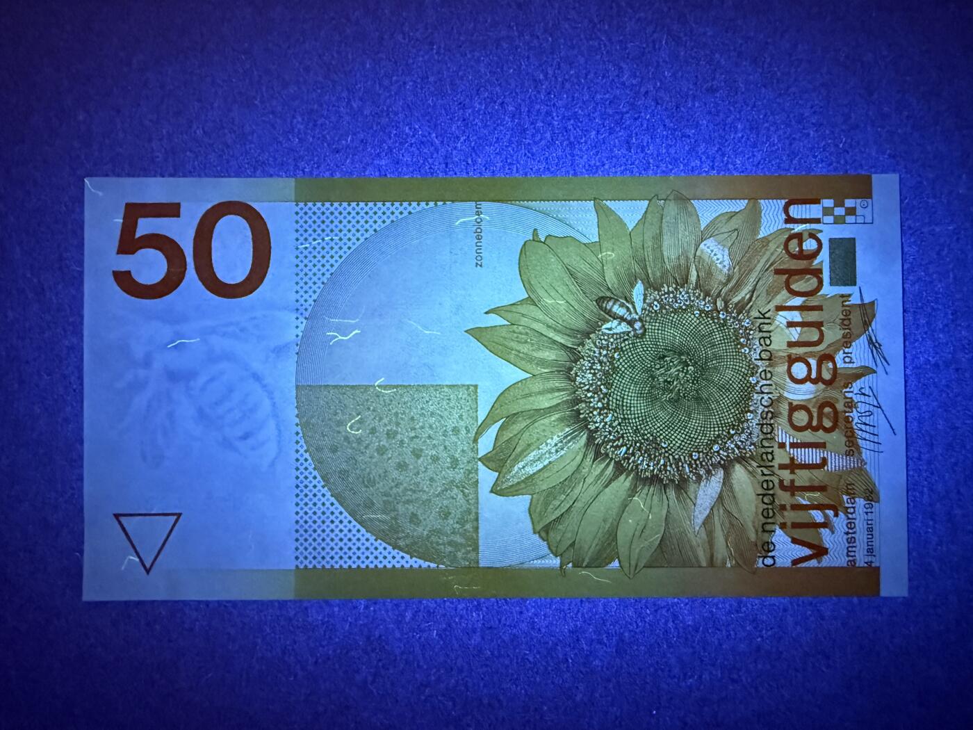 《艾美收藏》第224期-12.14周日外币超白金场 荷兰50盾 UNC 1982年 经典向日葵