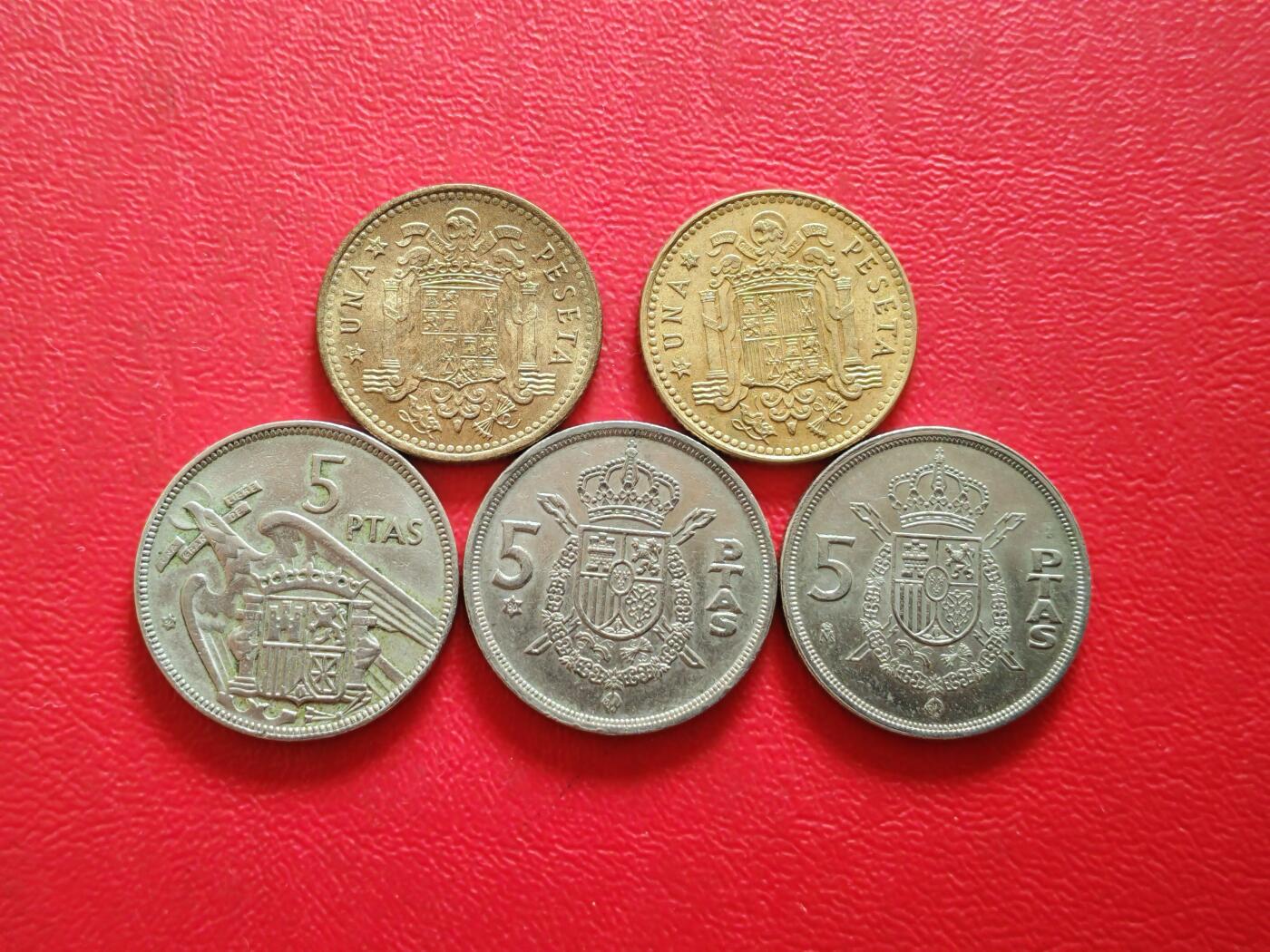 【云涧收藏】第八十三场 西班牙不同版1、5比塞塔5枚