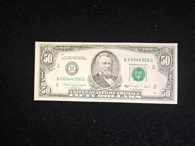 美国 1990年 小头版 50美元 纸币 95品 有轻微流通痕迹 - 美国 1990年 小头版 50美元 纸币 95品 有轻微流通痕迹