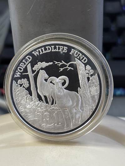 第185期拍卖 - 塞浦路斯1986年动物高山羊纪念银币，925银，28.28克，有瑕疵【银价378】