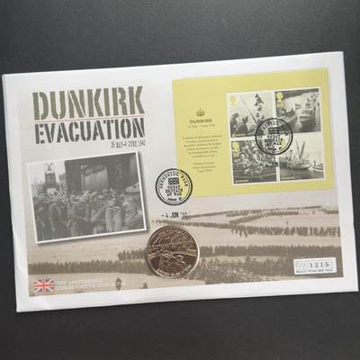 ＜小葵钱铺＞第67期·克朗币·银币场·满200包邮，不寄存·12月15日发货 - 〈邮币封〉根西岛2010年敦刻尔克大撤退5镑克朗型纪念币