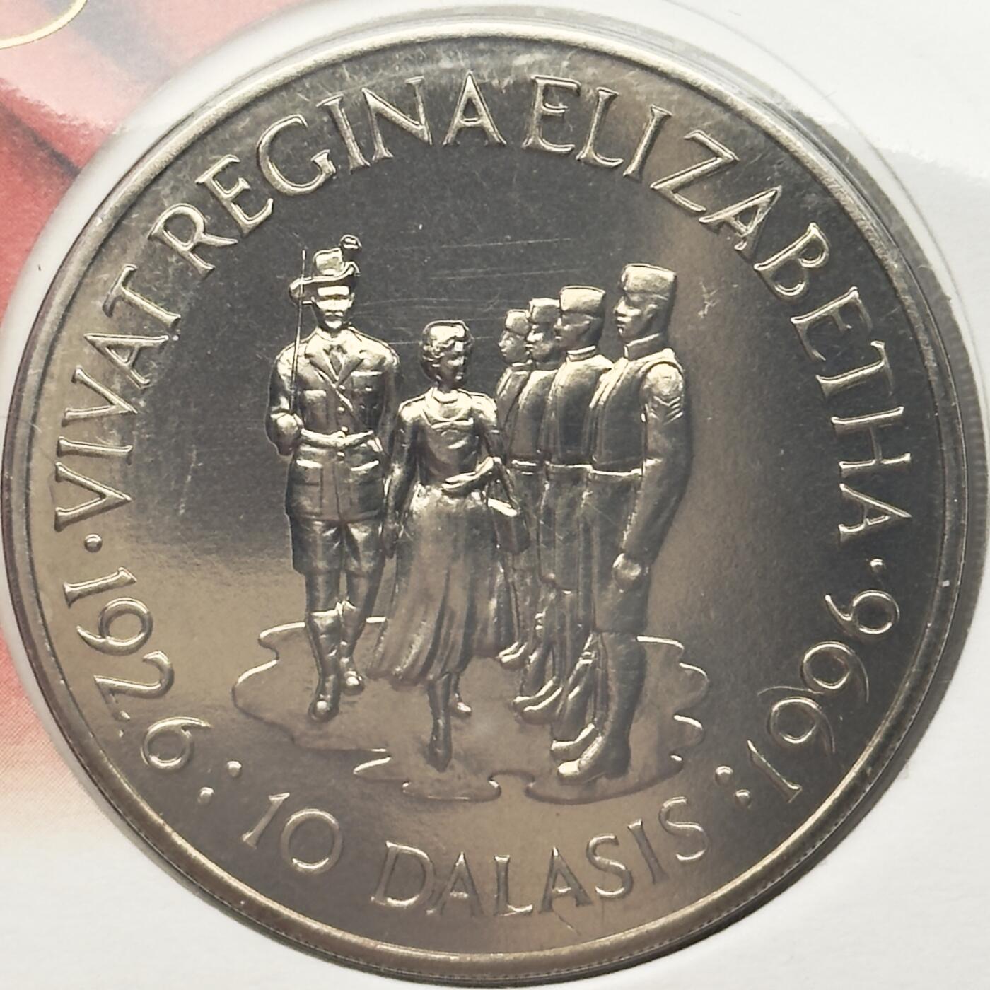 ＜小葵钱铺＞第67期·克朗币·银币场·满200包邮，不寄存·12月15日发货 〈邮币封〉冈比亚1996年女王70岁生日10达拉西克朗型纪念币