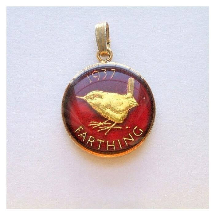 纯手工 英国1937年 乔治六世 珐琅彩镀金高浮雕精制币章吊坠 20MM