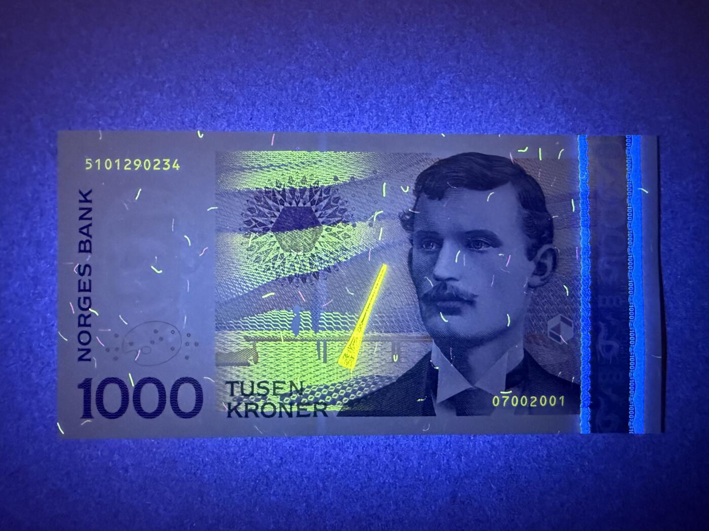 《艾美收藏》第224期-12.14周日外币超白金场 挪威1000克朗 UNC 2001年a版 挪威表现主义画家爱德华·蒙克