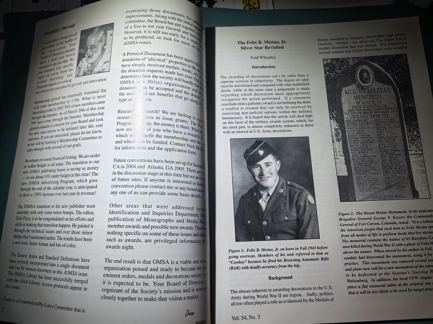 盛世勋华——号角文化勋章邮票专场拍卖第293期 美国勋章学会会刊 第54卷第3期 2003年5/6月刊 44页