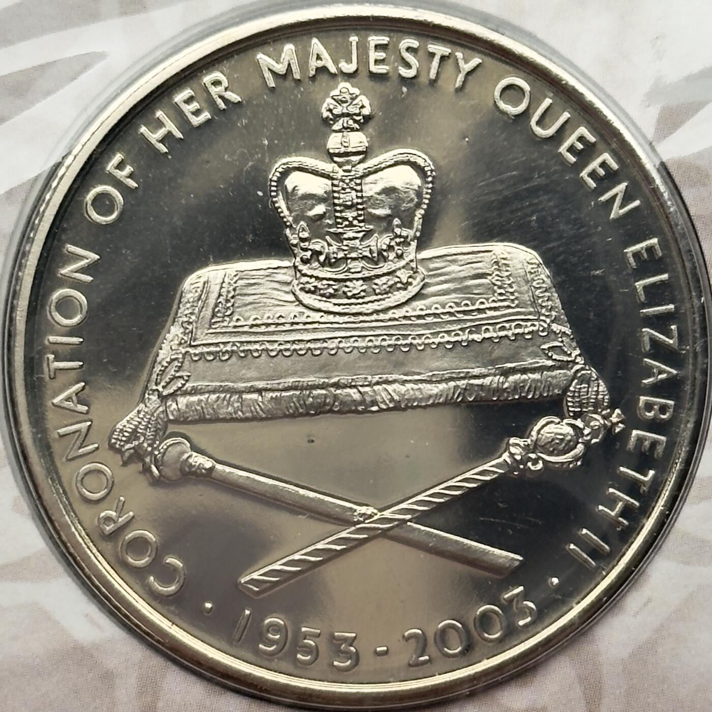 ＜小葵钱铺＞第67期·克朗币·银币场·满200包邮，不寄存·12月15日发货 〈邮币封〉赞比亚2003年加冕50周年·王冠和权杖1000克瓦查克朗型纪念币