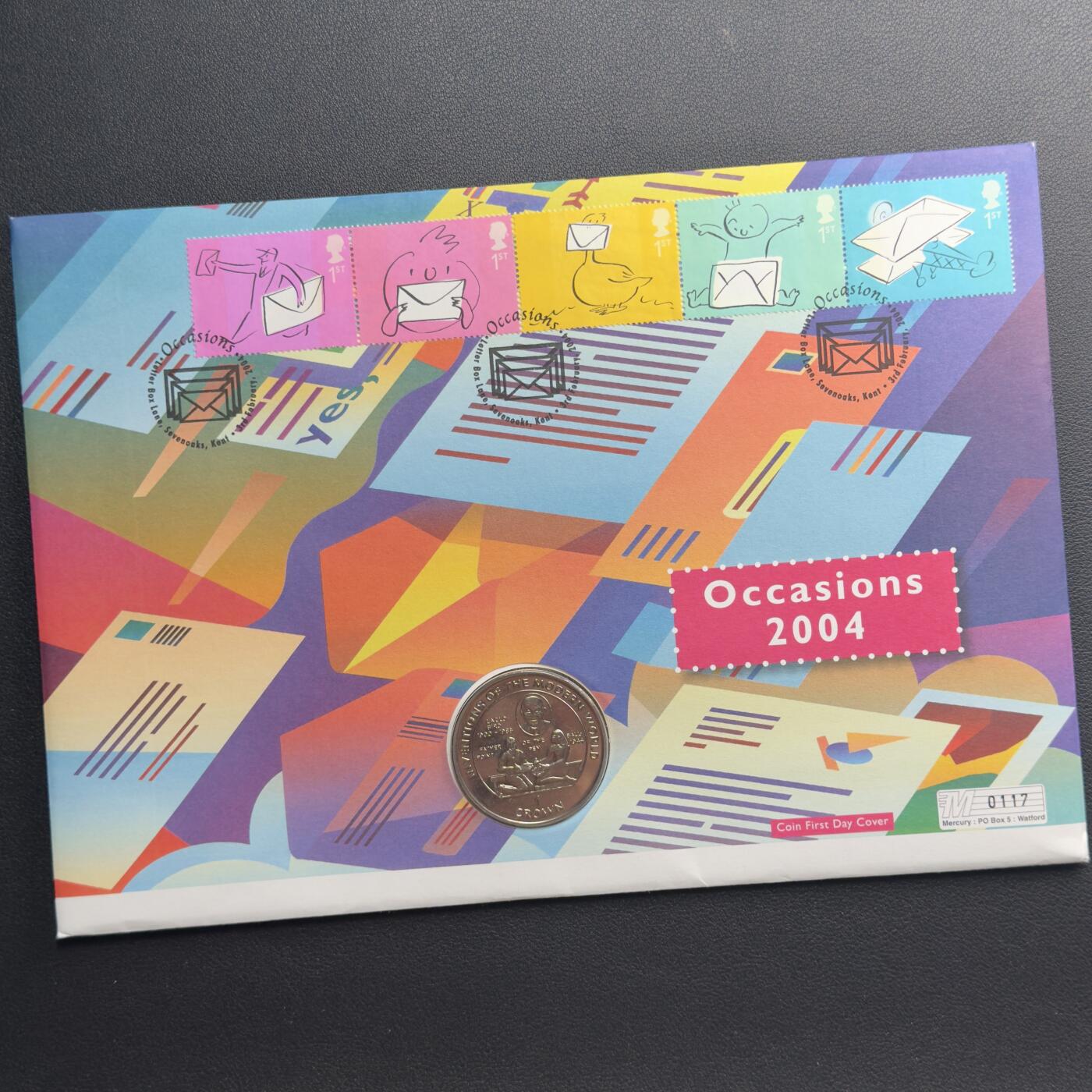 ＜小葵钱铺＞第67期·克朗币·银币场·满200包邮，不寄存·12月15日发货 〈邮币封〉马恩岛1995年现代世界发明·圆珠笔·拉兹洛比罗1克朗纪念币