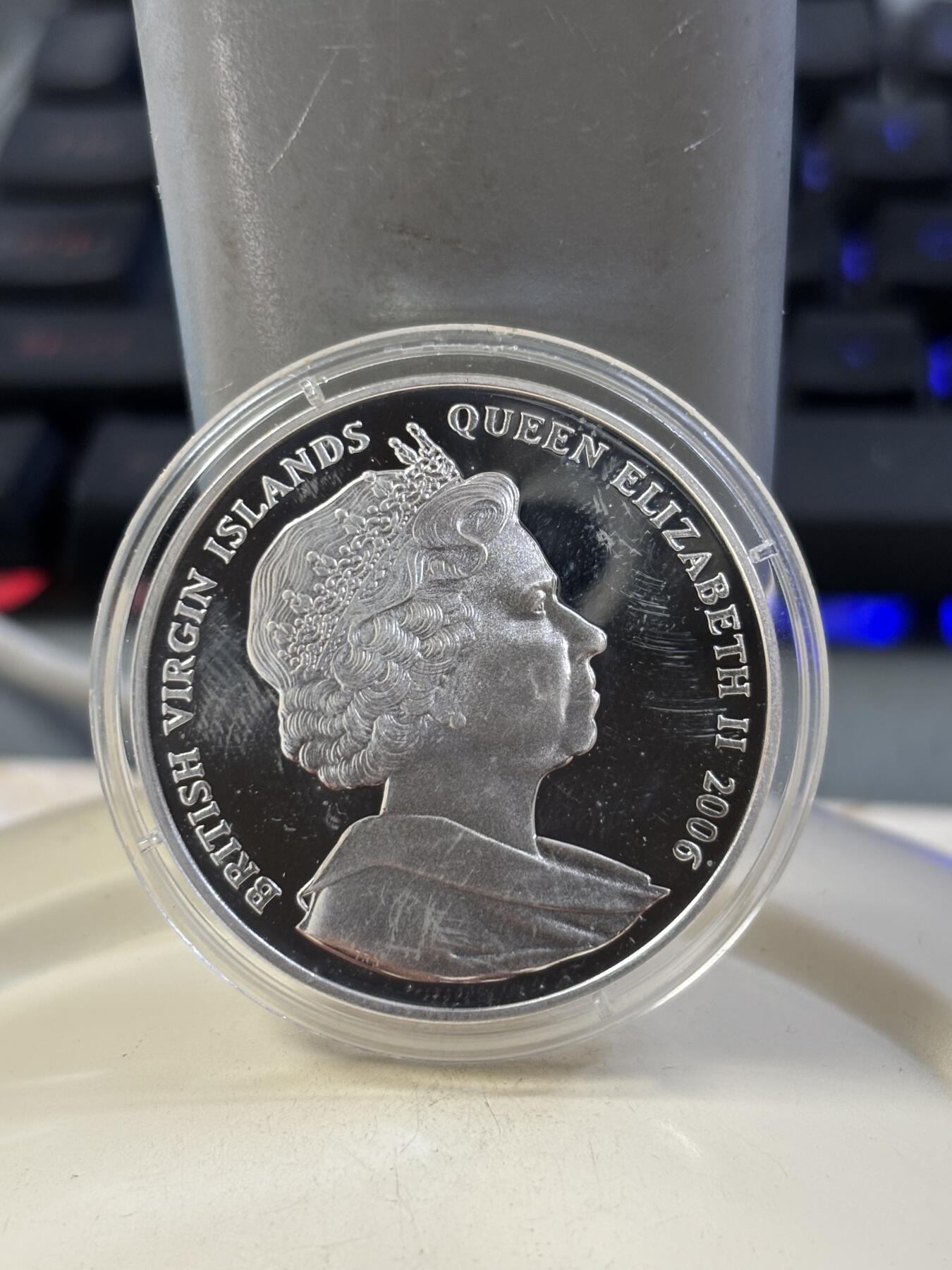 第185期拍卖 英属维尔京2006年爱德华八世精制银币，925银，28.28克，有氧化【银价378】