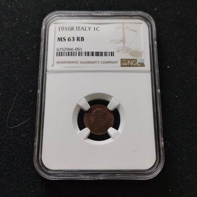 【全场包邮】纯粹捡漏拍487场（免费代拍第24场） - 意大利1916年1分铜币-NGC MS63 RB
