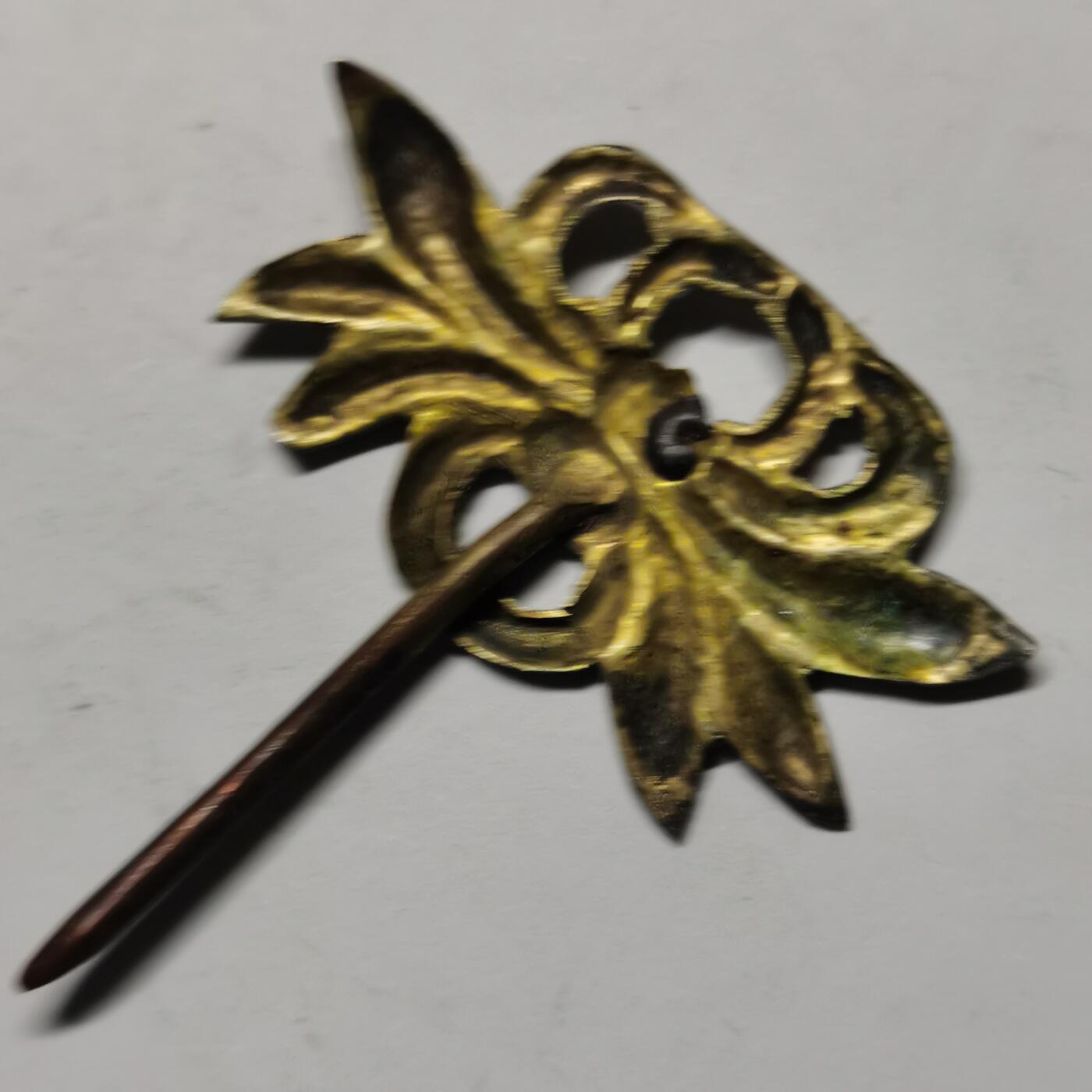 杂件专场88期 清末民国时期老银鎏金发簪，杆是铜的