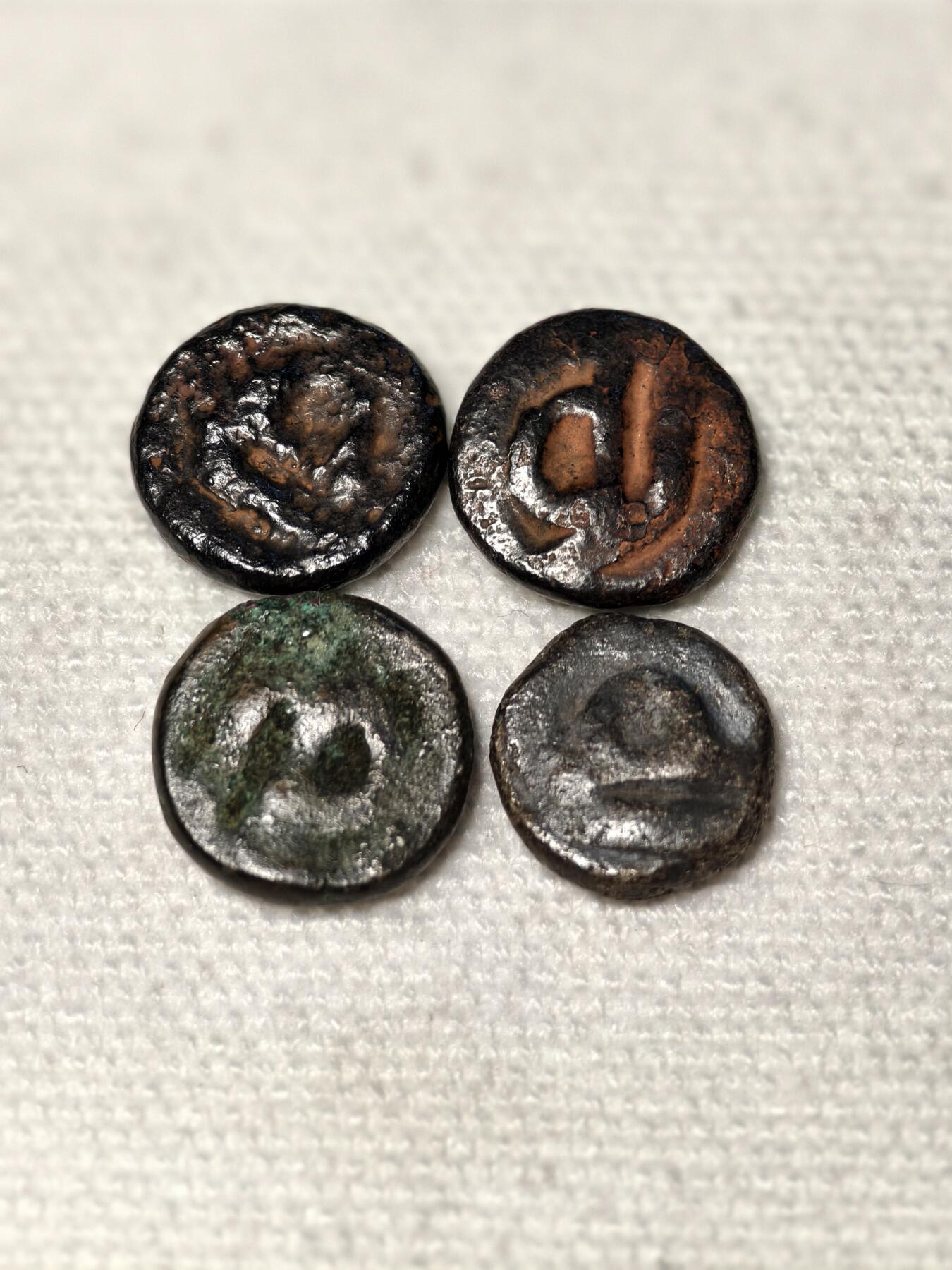 抚柳草堂-首期章牌钱币 限时免佣 满百包邮 放漏专场 三佛齐王国末期至满者伯夷王国早期打制小银币4枚