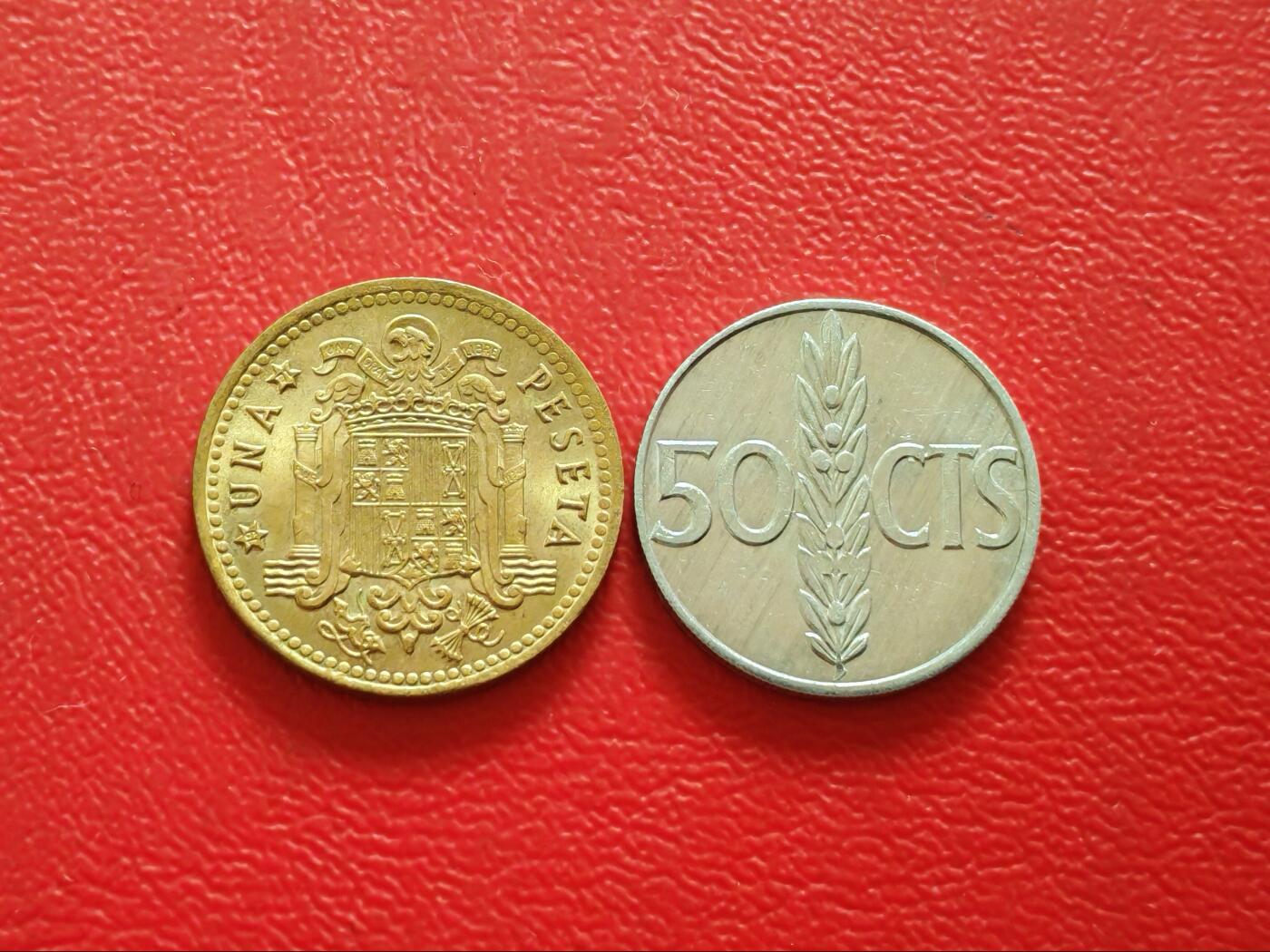 【云涧收藏】第八十三场 西班牙1966年版50分、1比塞塔2枚，BU